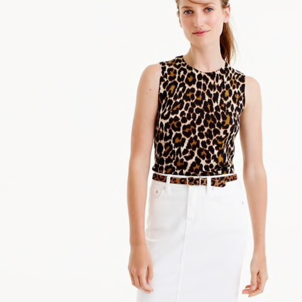 Lightweight wool Jackie sweater shell in leopard